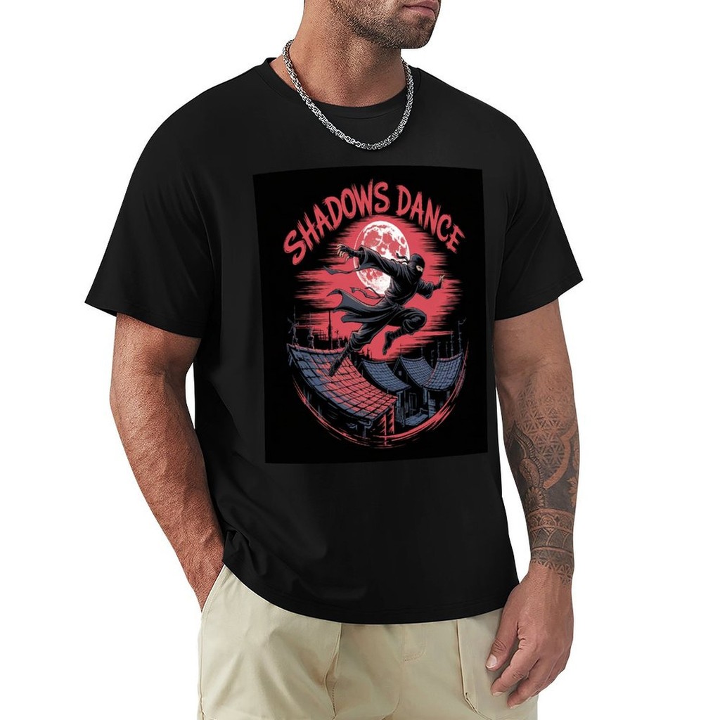 Blood Moon Ninja Action T-shirt with Manga Shadow Style Cool Vibes