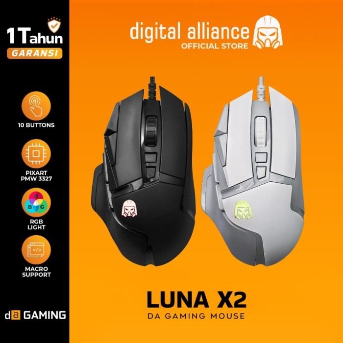 Mouse Digital Alliance Luna X2 - Mouse Gaming DA Luna X2 5000Dpi - Putih