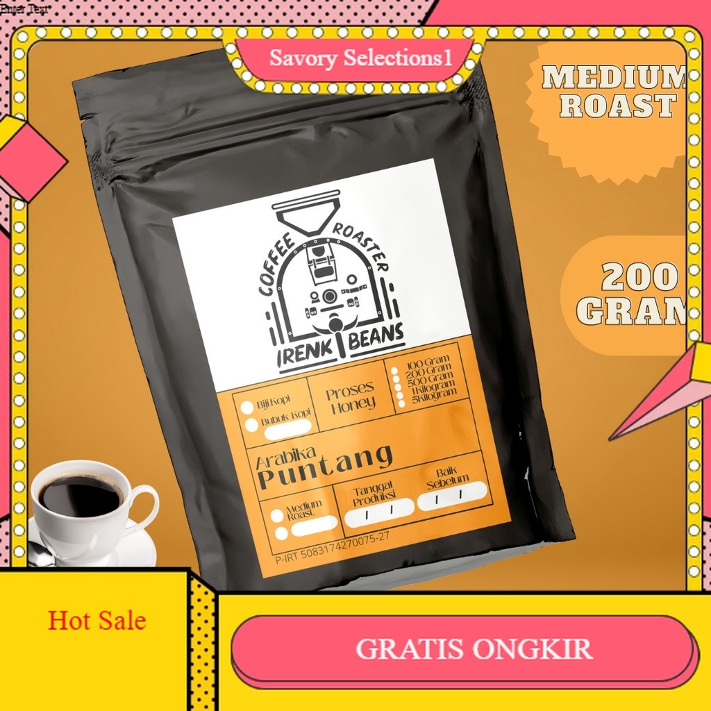 

【SAVORY】DISKON!! Kopi Arabika Puntang Honey 200g Biji Bubuk