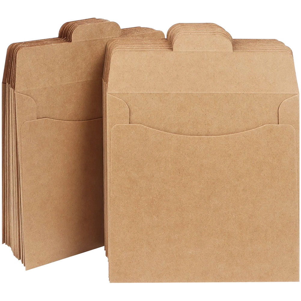 

50pcs Kraft Paper Bags CD DVD sc Paper Sleeves Envelopes Storage Coin Packaging Bag File Pouches