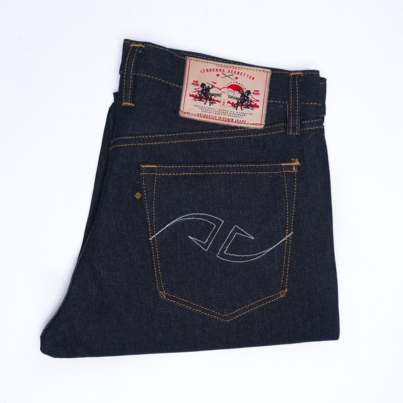 BIG SALE Izquerda Co - Vhagar V1 16Oz Pants Denim Selvedge Accent - Extra Deep Indigo