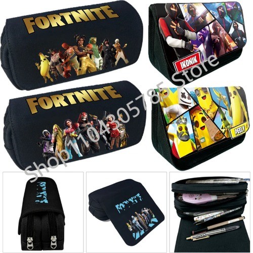 

Shooting Game Fortnitions Pencil Case Student Printed Canvas Zipped Pencil Bag Multi-Function Simple Pen Holders Purse