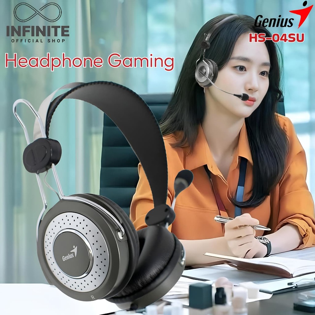 Headphone Headset Gaming Genius Microphone Universal HS04SU PC Laptop Komputer Hp