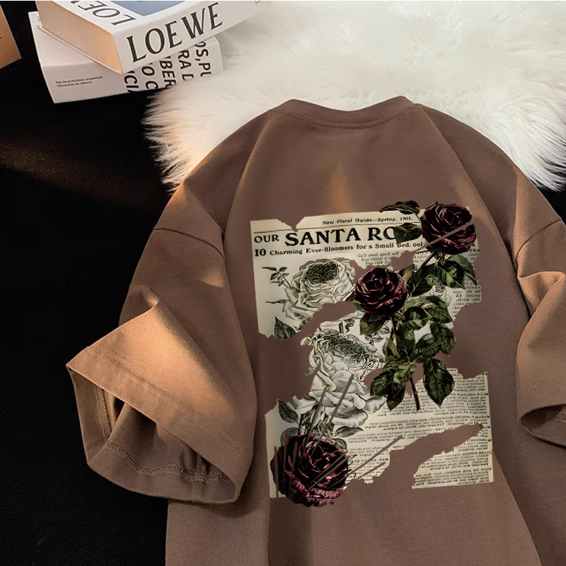 Citra Murni Kaos Lengan Pendek Washed Oversize Newspaper Vintage |  Kaos Pria Terbaru Baju Oversize 