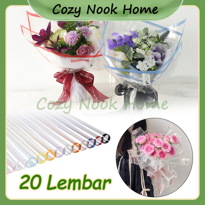 

20 Lembar Kertas Buket Bunga Transparant Line Color / Flower Wrapping Cellophane / Wrapping Paper Waterproof / Flower Wrapping