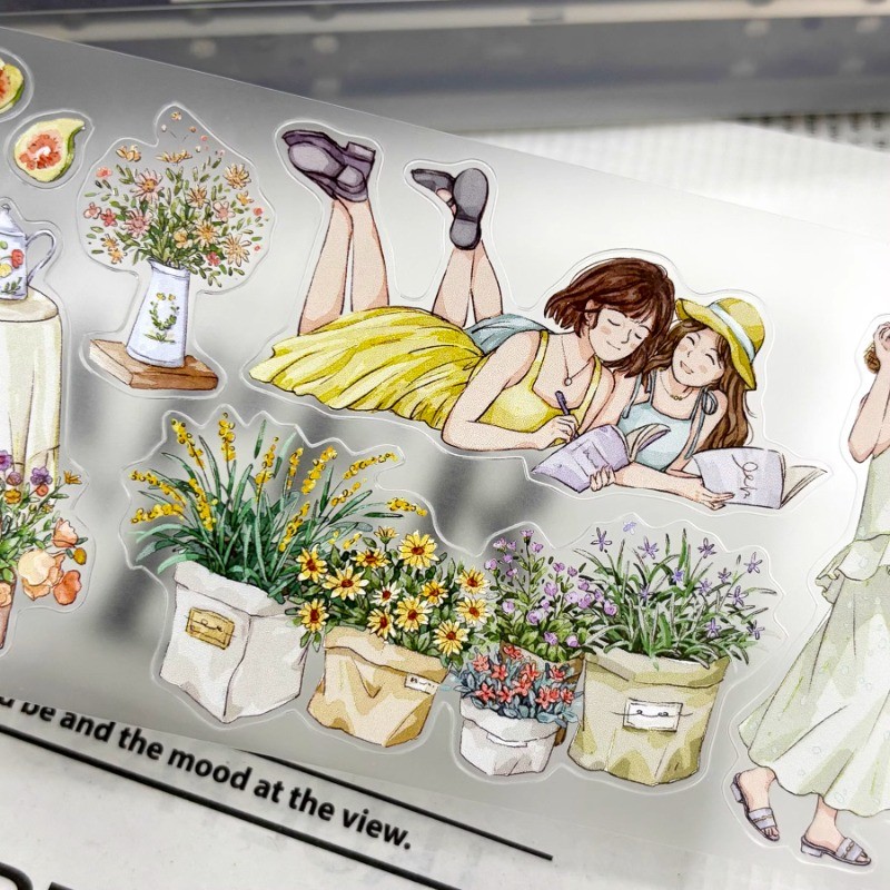 

Happy Summer Travel Die Cut PET Washi Tapes Craft Supplies DIY Scrapbooking Card Making Decorative Plan Sticker