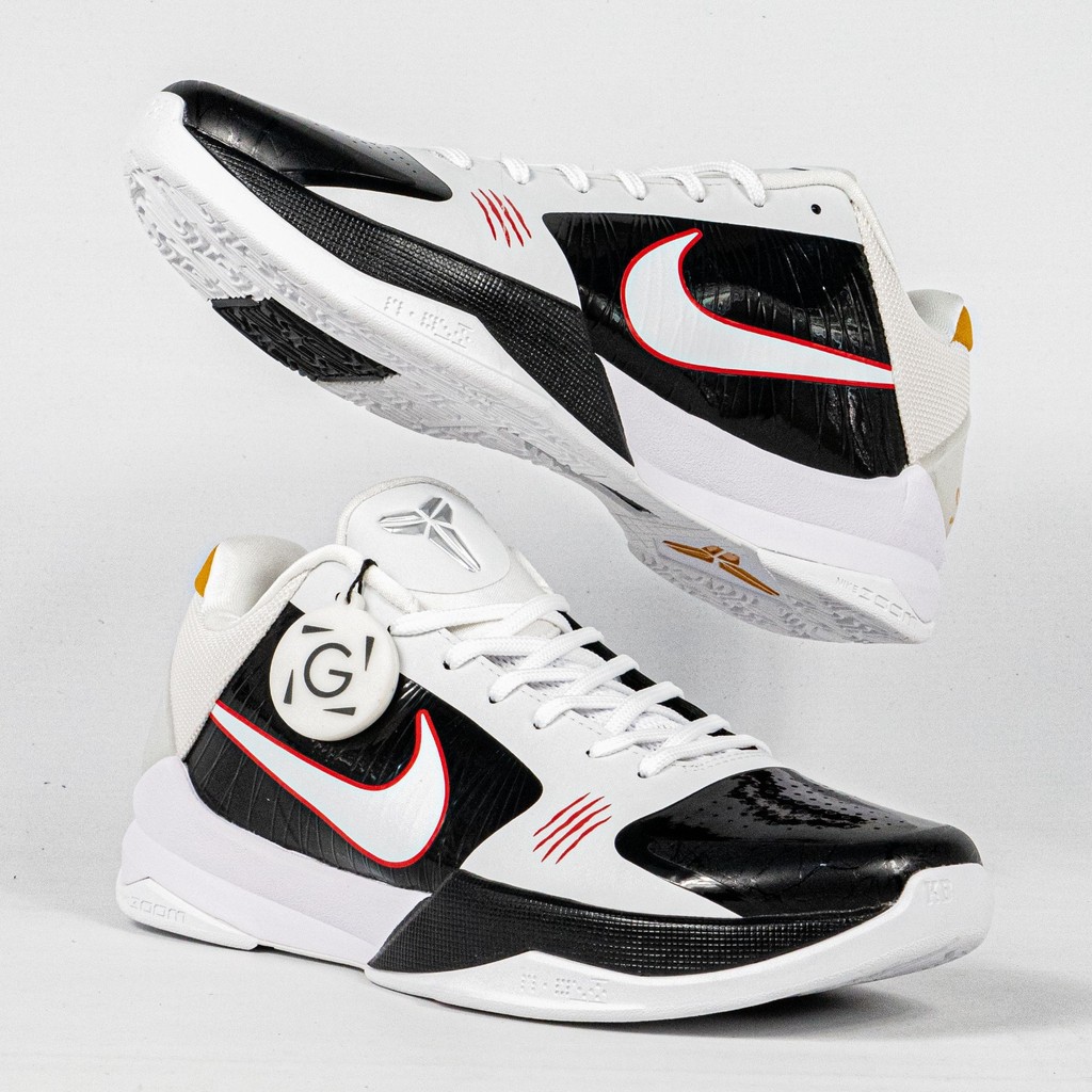 Sepatu Basket Zoom Kobe 5 Protro Bruce Lee Alternate White Sepatu Casual Gym Olahraga Joging Pria Wa
