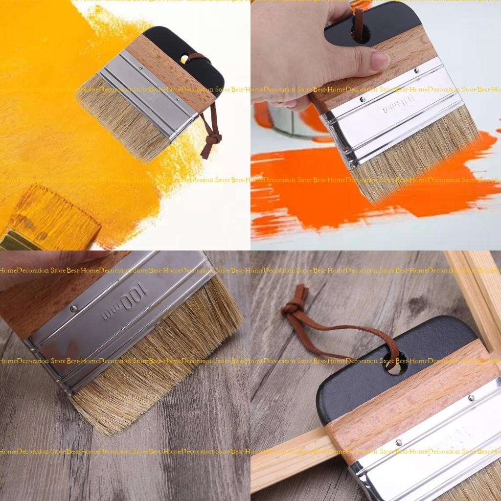 

12PD Wide Flat Chalk & Wax Finishing Brush Handle Natural Bristle Brush for Hobby Paint, Faux & Wax Finishing,Stenciling