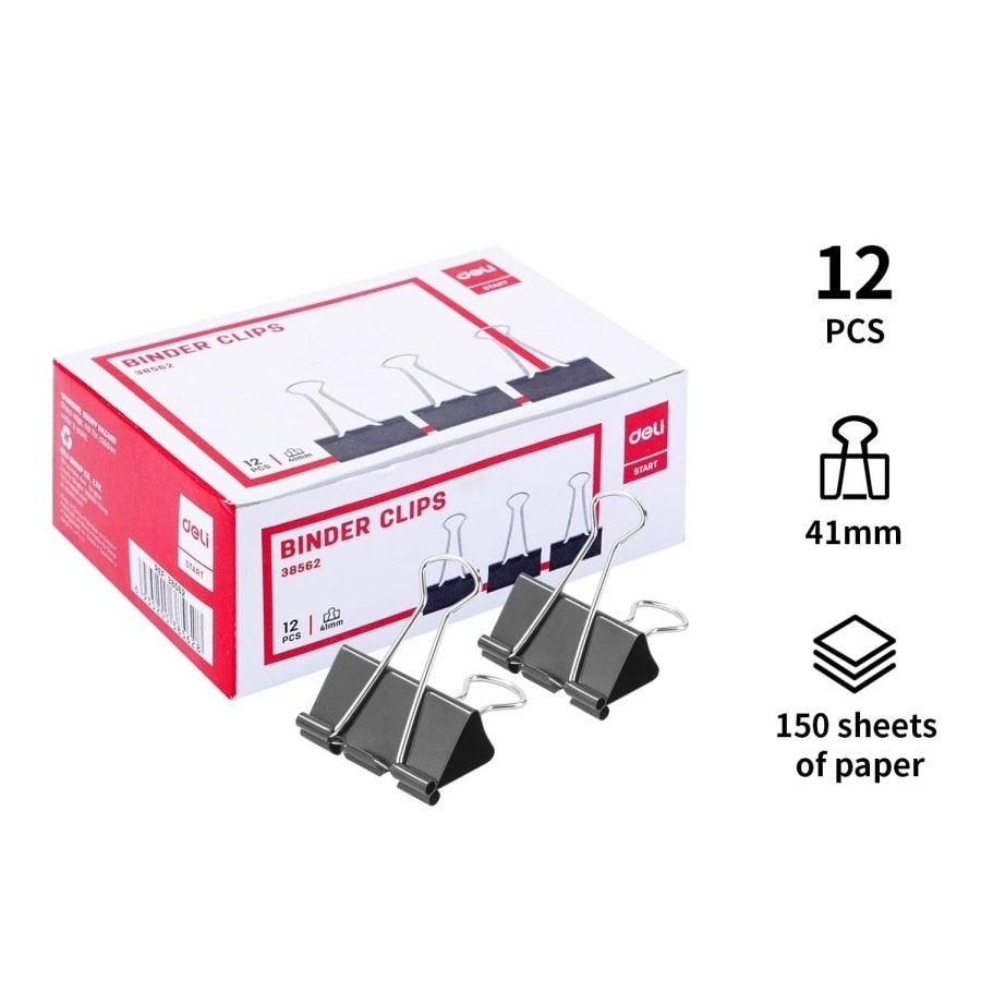 

(1 Box) Deli Binderr Clip 41Mm bebas karat dilapisi oleh eletroforesis (200) E38562