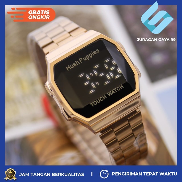 Jam Tangan Wanita Fashion Hush Puppies EW 9178 LED Touch Watch - Bisa Bayar Ditempat - COD - Murah
