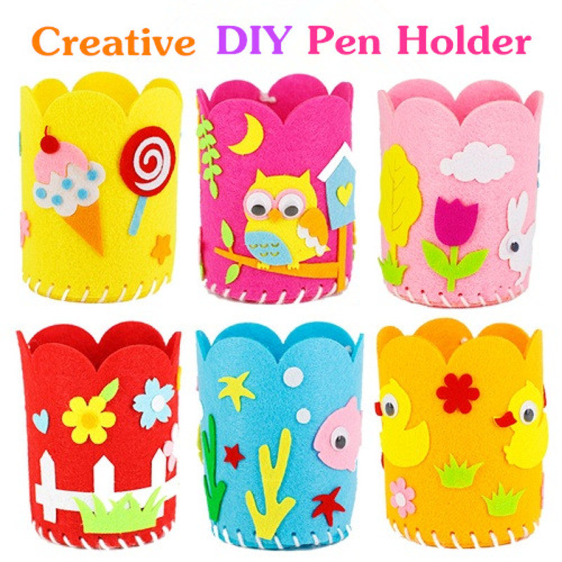 

4PCS Kids DIY Craft Pencil Holder Educational Toys For Children Creative Handwork Pen Container Arts Crafts Toys Montessori Gift