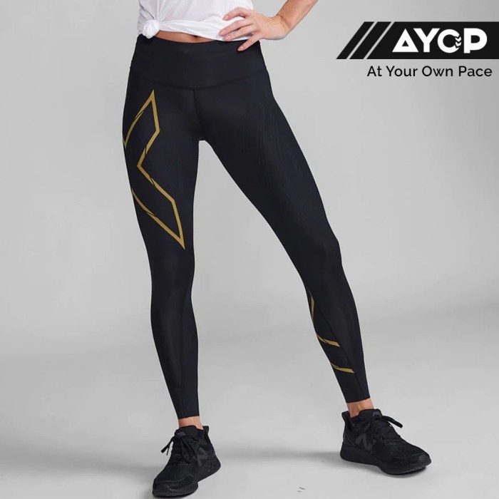 2XU MCS Light Speed Mid-Rise Women’s Compression Tights - Black/Gold