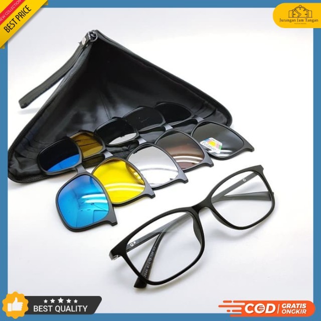 Kacamata / Sunglass Pria Wanita Clip On 5 in 1 2264A Super