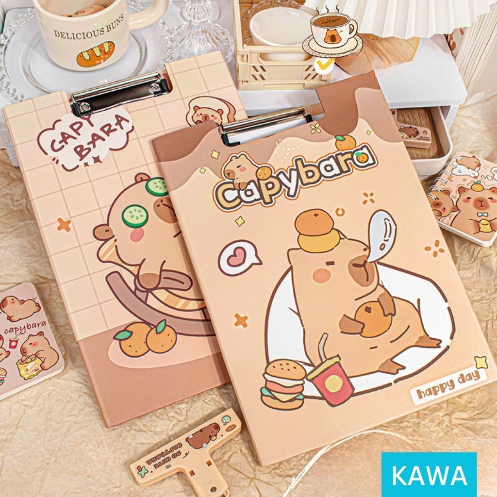 

KAWA Papan Jalan Clipboard Ujian A4 With Cover Buka Tutup Motif Capybara Cute Tebal Kapibara Lucu Aesthetic Estetik