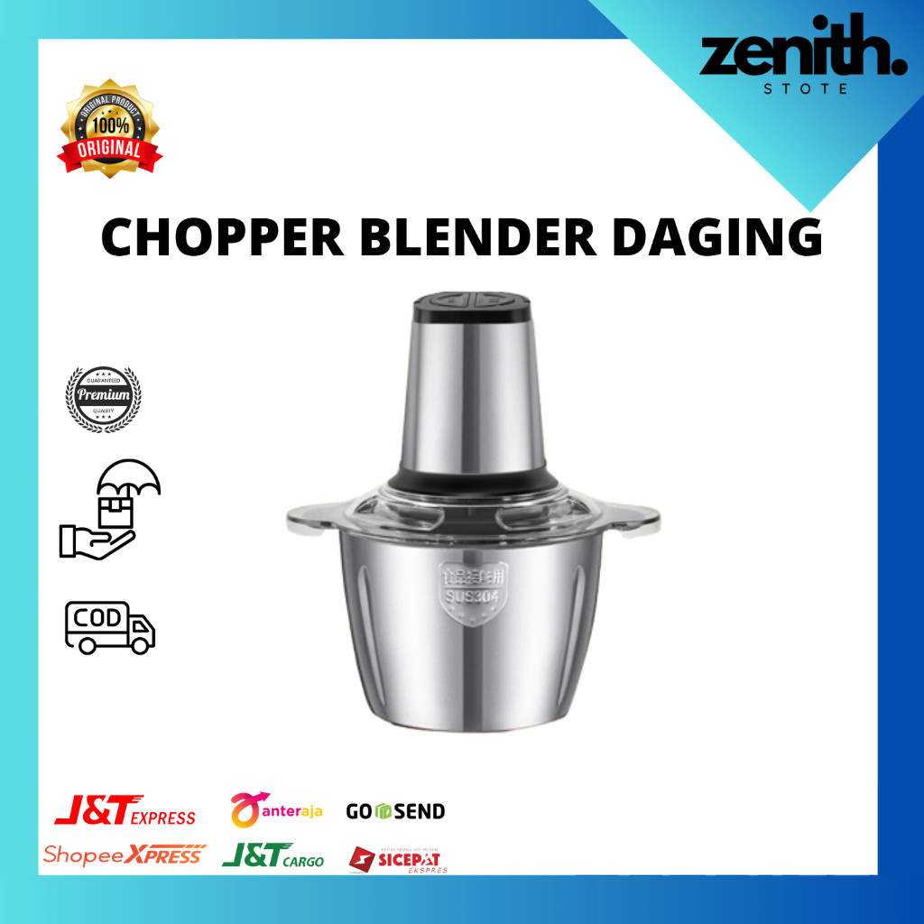 Zenith - OMICKO Chopper Penggiling Daging Serbaguna / Blender Meat Elektrik Stainless Steel Anti Kar