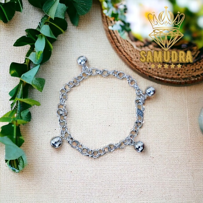 gelang kaki anak model lonceng perak/silver925 - 15cm 4bell