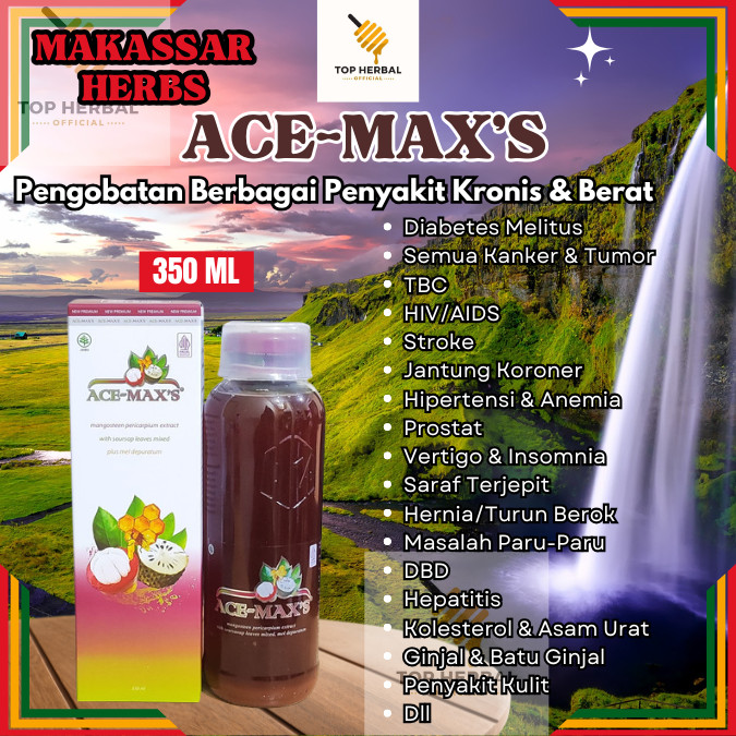 

ACE MAXS 350ml Jus Kulit Manggis & Daun Sirsak Asli Original Berkualitas Tinggi BPOM Herbal Multi Khasiat Untuk Penyakit Kronis Aman Efektif Mengobati Kanker Tumor Benjolan Stroke & Berbagai Masalah Kesehatan Lainnya Top Herbal Official Makassar Gowa