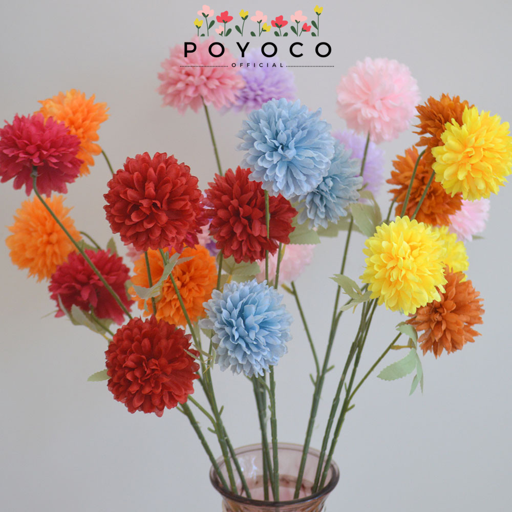 POYOCO - C08 DOLOMIAEA 65cm Artificial Bunga Mawar 3 Cabang 3 Kuntum Bunga Palsu Plastik Buatan Imit