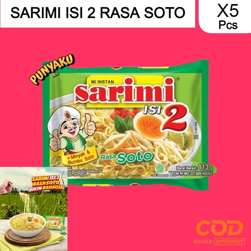 

Mie Instant SARIMI REBUS ISI 2 Rasa SOTO - ( HARGA 5 PCS )