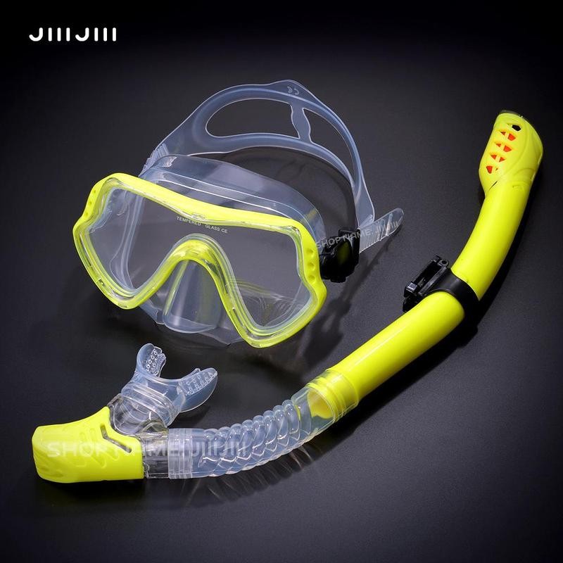 JIIIJIII Set Masker Selam Scuba Profesional Set Masker Selam Scuba dengan Kaca Tempered dan Lensa An