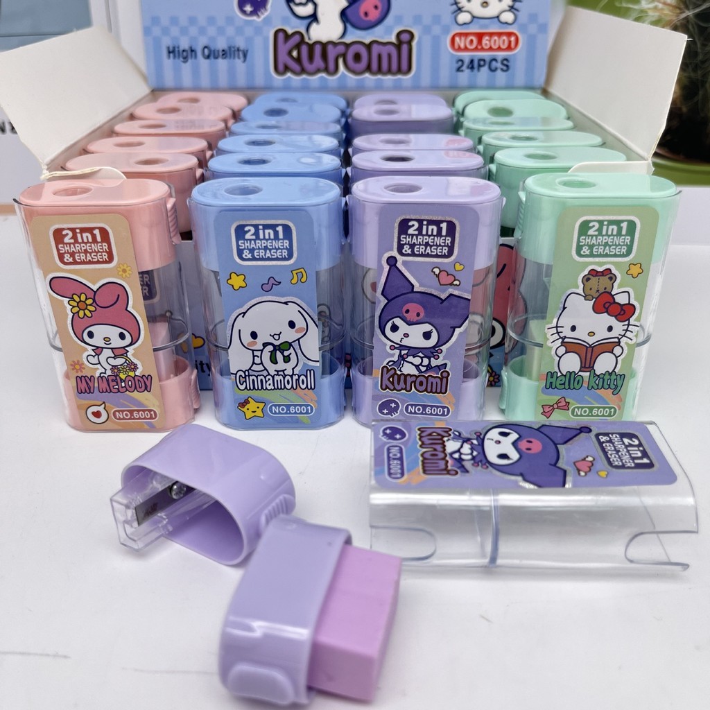 

Rautan Pensil 2 in 1 Peraut Penghapus Karakter Sanrio Kuromi Melody Monroll - OS0460