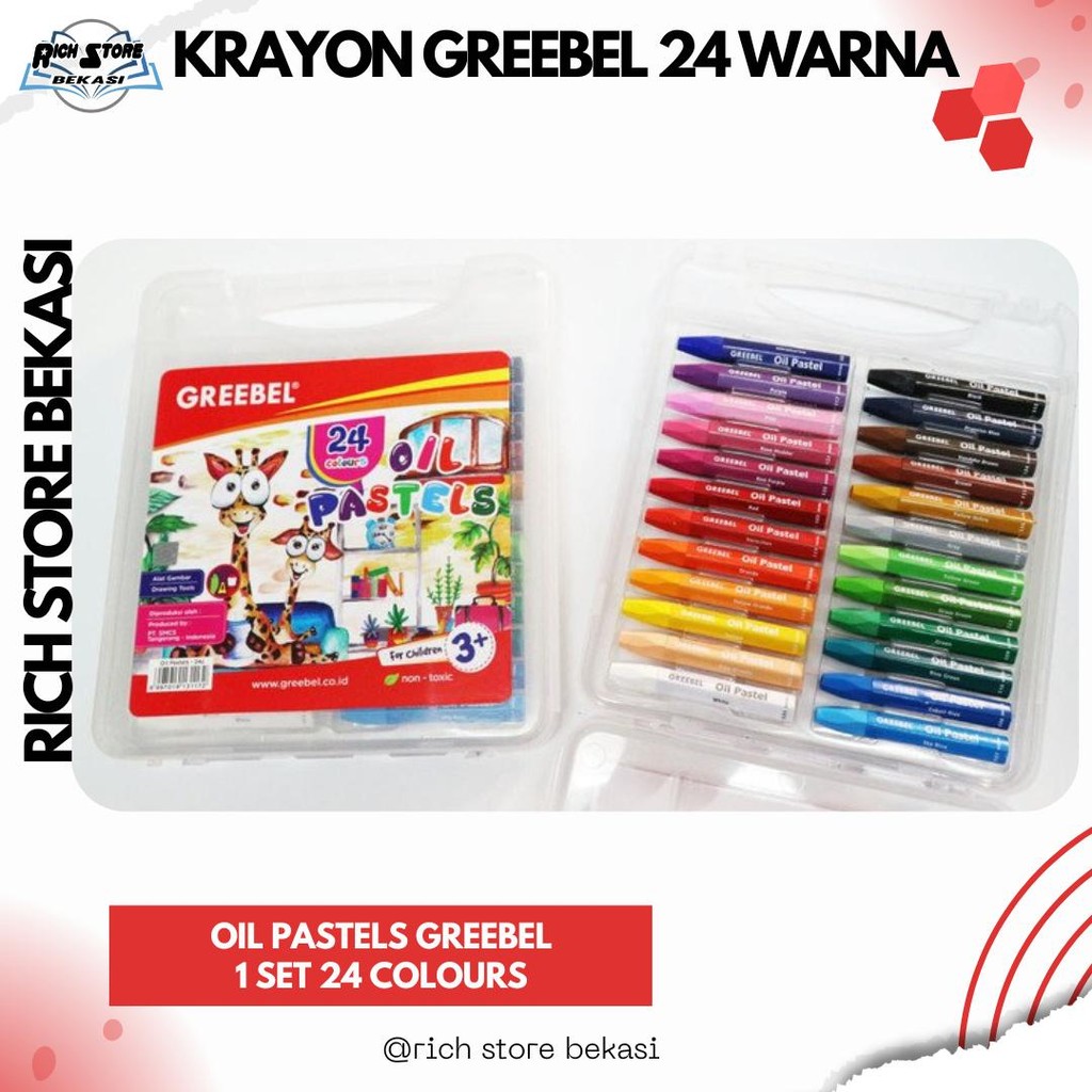 

KRAYON OIL PASTELS 1 SET 24 WARNA MERK GREEBEL ALAT MEWARNAI DAN MENGGAMBAR Stationery