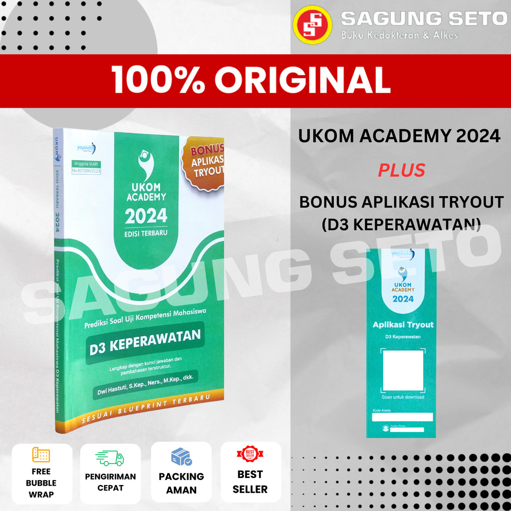 BUKU UKOM ACADEMY 2024 D3 KEPERAWATAN + APLIKASI TRYOUT - HASTUTI