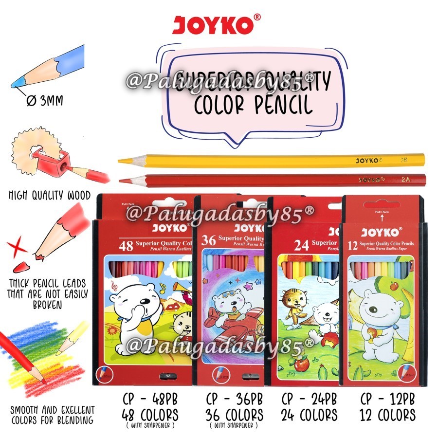 

(1 Set) Pensil Warna JOYKO CP-48PB CP-36PB CP-24PB CP-12PB / Color Pencils Hexagonal Grip PB