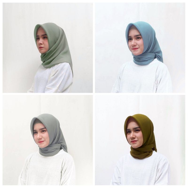 Hijab Pollycoton Hijab Square ( Pine, Wardah biru, Abu semen, Olive sedang )