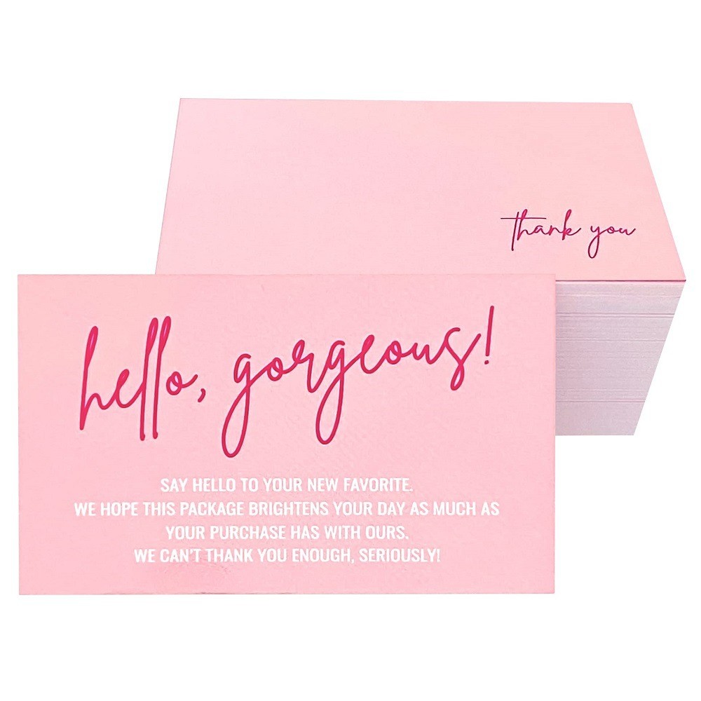 

30pcs/pack Thank You Cards Business Pink Express Appreciation Card For Clients and Customers Online Package Insert Mailer Bags