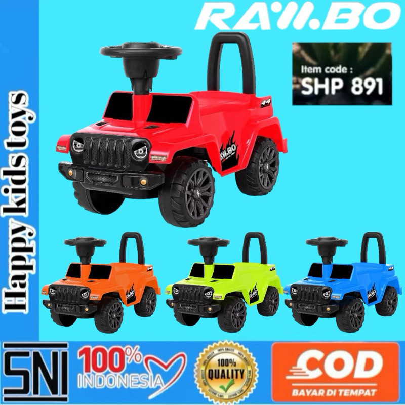 SHP891 TOLOCAR MOBIL JEEP RAMBO ANAK BISA DINAIKI ADA MUSIK