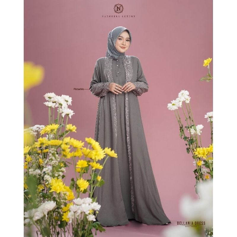 Bellania Dress by Nadheera Luxury,gamis terbaru,rayon premium,uotfit Daily,kondangan,dan hangout,mod