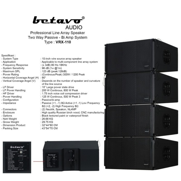 Speaker Pasif Line Array 10 Inch BETAVO VRX-110 HARGA PER BOX