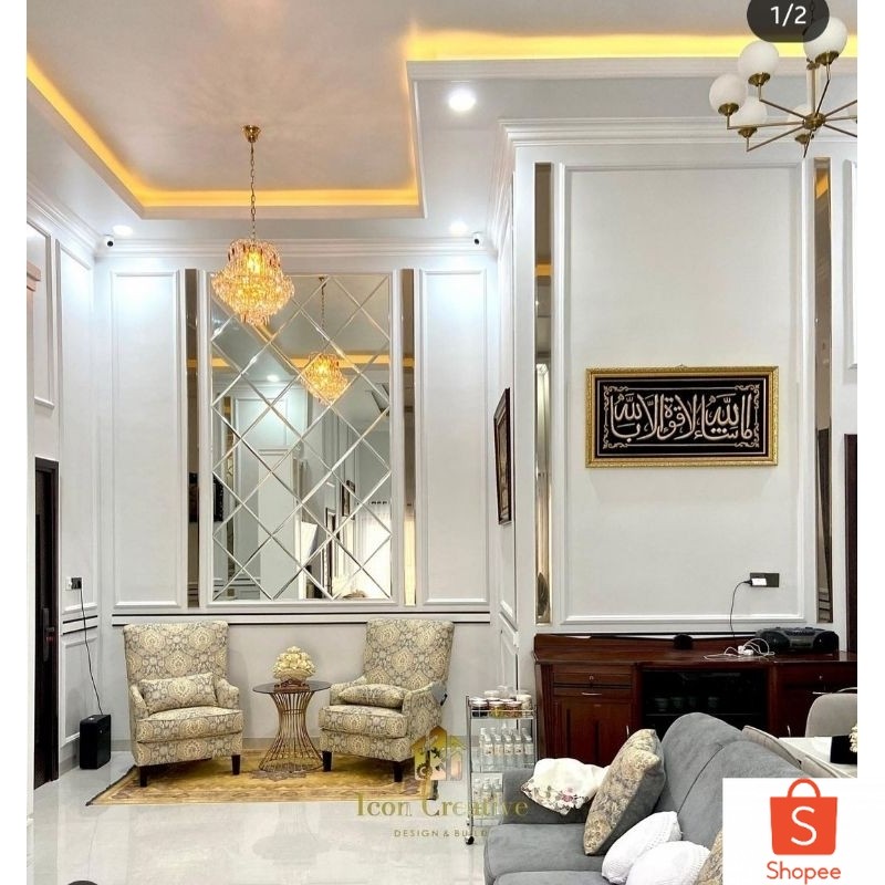 KACA CERMIN BEVEL TEBAL 5MM KOTAK/KACA CERMIN BEVEL DEKORASI RUANG TAMU