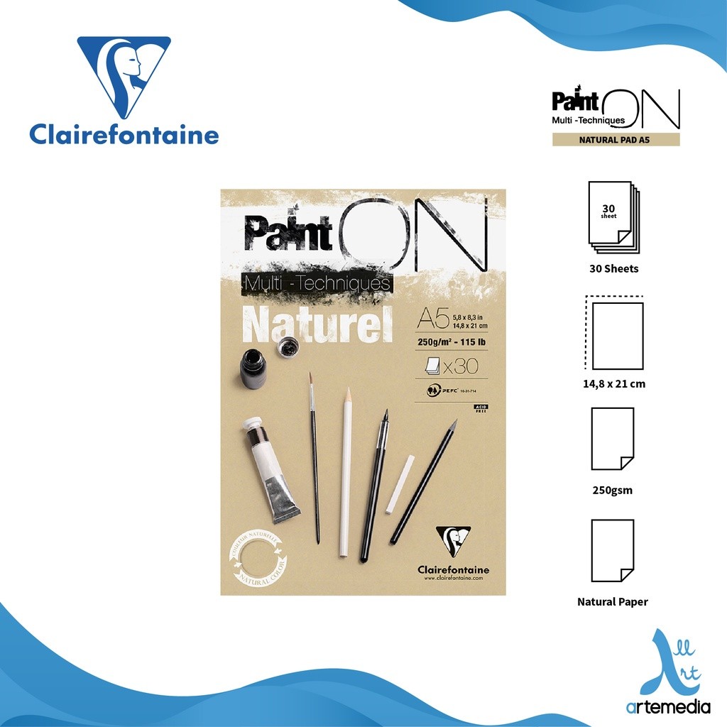 

Gramedia Surabaya - Clairefontaine Paint On Natural Multi Technique Sketch Pad Sketchbook A5 Kertas Gambar Warna