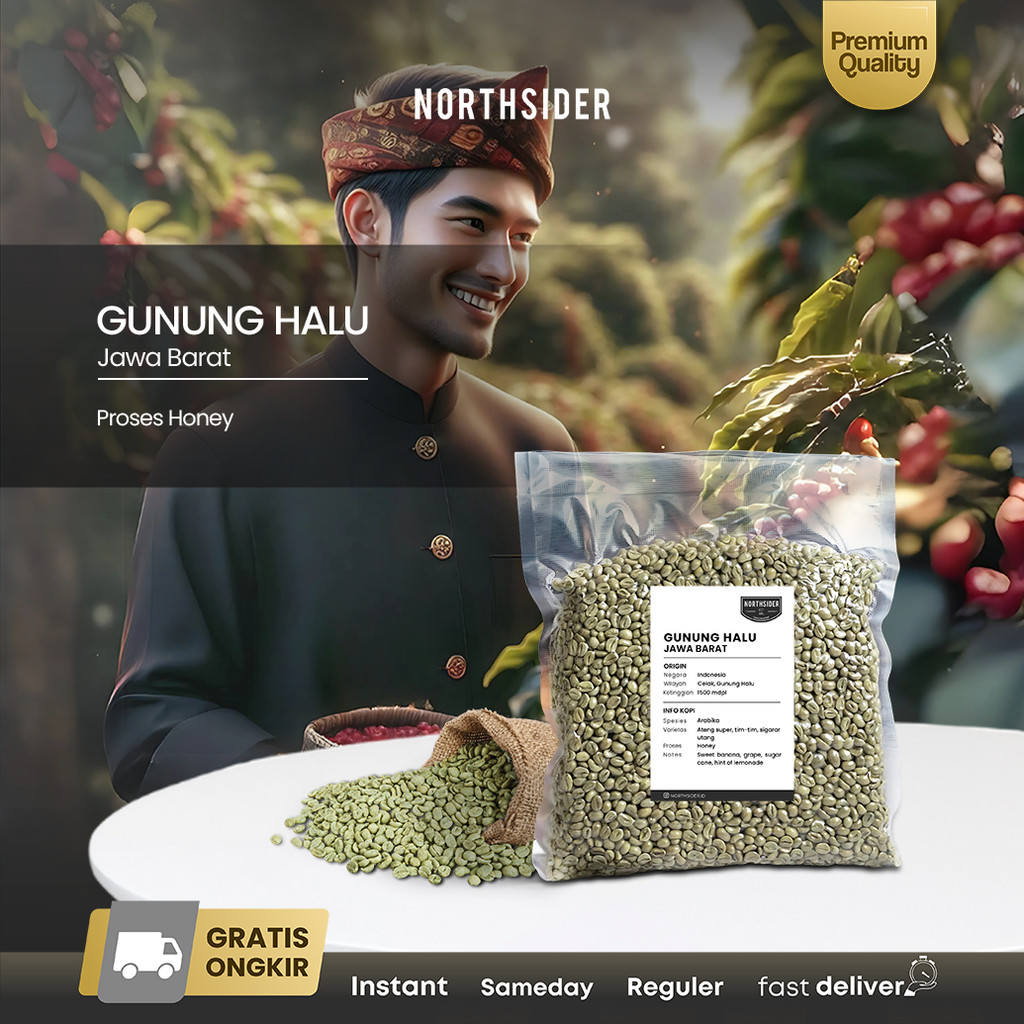 

Green bean Kopi Arabika gunung Halu Honey coffee - Biji kopi mentah