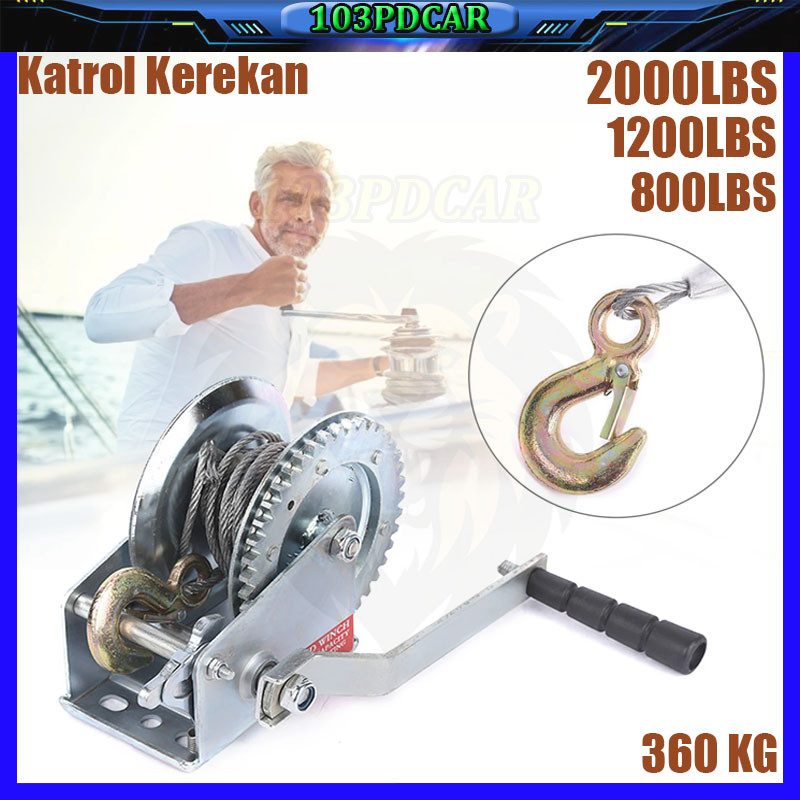 2000LBS 1200LBS 800LBS Wire Rope Hand Winch Kualitas Tinggi Hand Winch Hand Winch Boat Winch Katrol 