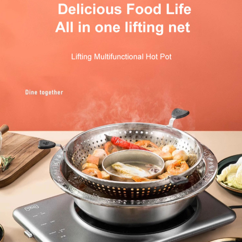 

Separate Hotpot Zi Muanyang Hotpot Stainless Steel Lifting Hotpot Rotating Octagonal Mandarin Ducks