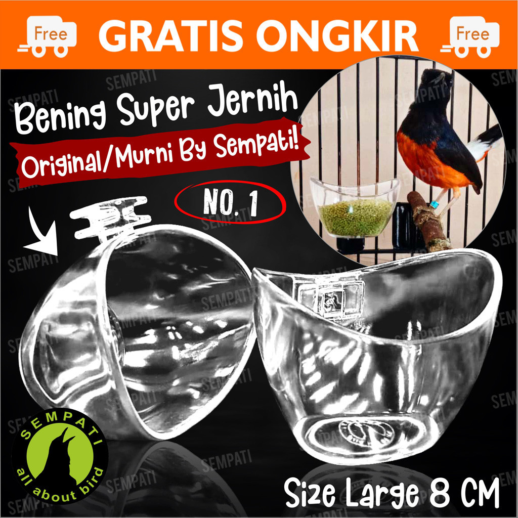SEMPATI Cepuk Perahu No 1 Sempati Cepuk Wadah Tempat Pakan Makanan Minum Burung Murai Kacer Lovebird