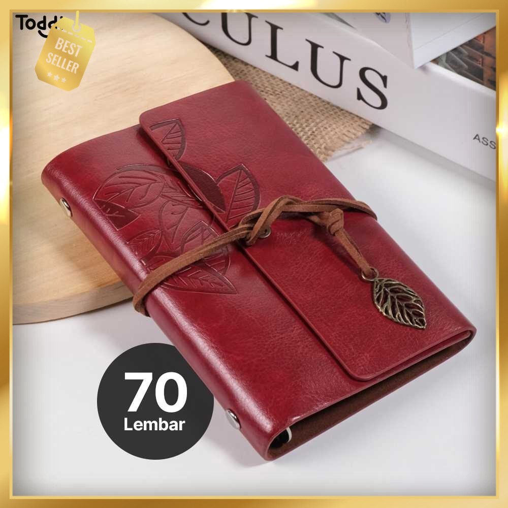

Toddi PHANTACI Buku Catatan Binder Kulit Retro Leaf Kertas B7 - BSD666