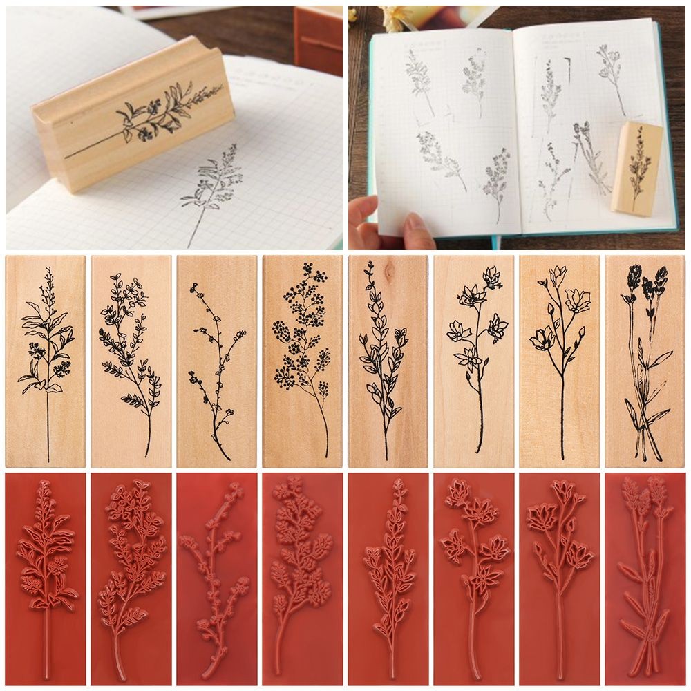 

1PC New Wooden Rubber Stamps Vintage Grass Plants DIY Crafts Scrapbooking Standard Stamp Office School Supplies