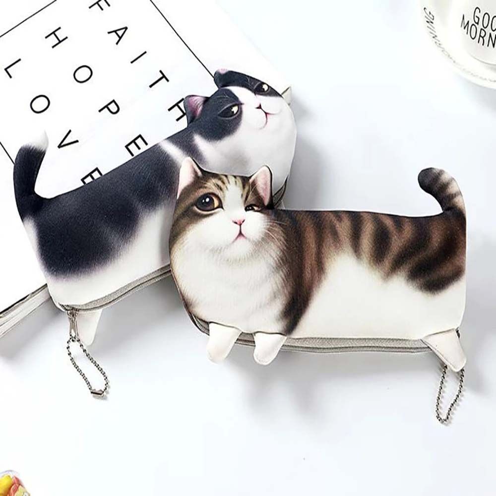 

Creative Kawaii Pencil Box Pencil Pouch Soft Cloth Stationery Simulation Cartoon Cat Pen Bag Pencil Case Storage Organizer