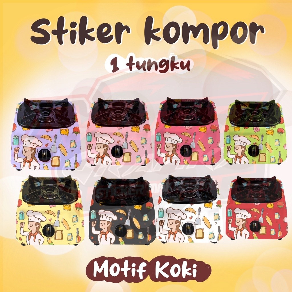 Setiker Stiker Sticker Kompor 1 Mata Tungku Motif Koki Kue Aestetik RINNAI multi stiker