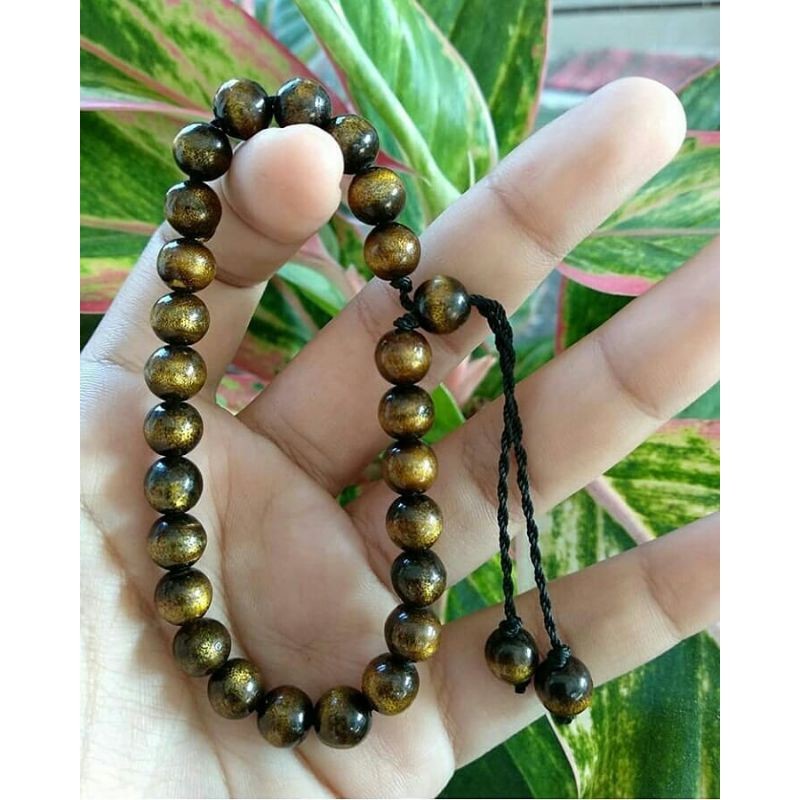 Gelang Tasbih Tali Arus Akar Bahar Emas/Gelang Couple/Gelang Kesehatan