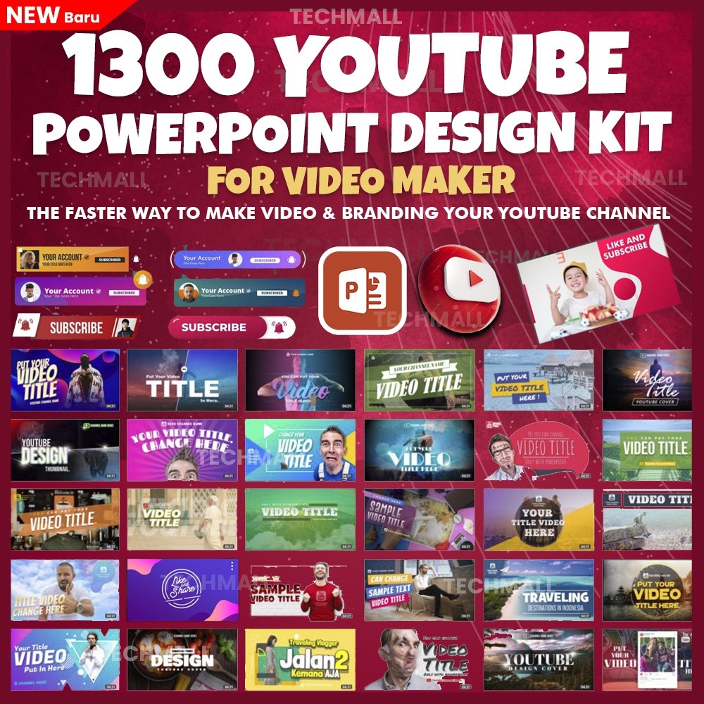 NS 1300 Youtube PowerPoint Design Kit for Video Makers | Ready Made