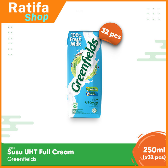 

Greenfields Susu UHT Full Cream 250 ml - isi 32 pcs -100% Fresh Milk dari Greenfields Farm