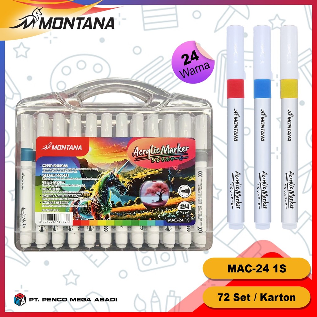 

MONTANA Spidol Akrilik Acrylic Marker 24 Warna MAC-24 1S