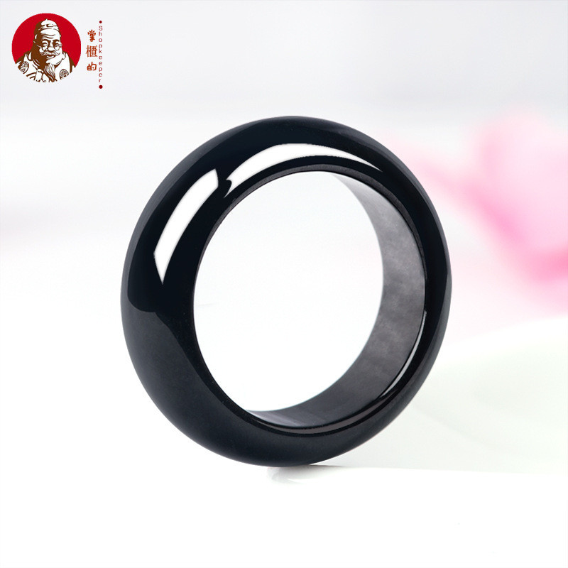 [Dengan  sertiflkat   identiflkasi] Natural Batu giok, cincin batu giok tinta, cincin pria dan wanit