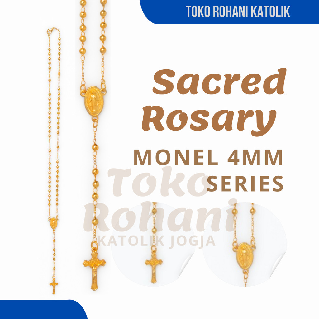 KALUNG ROSARIO KATOLIK MONEL 4 MM / KALUNG ROSARIO KATOLIK / ROSARIO EMAS