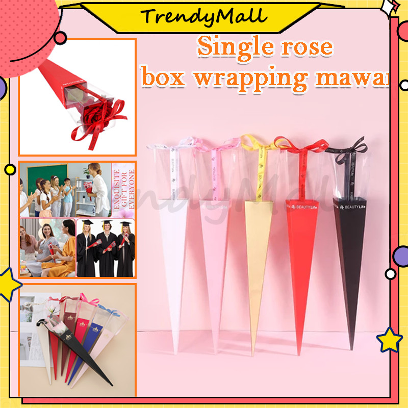 

(10 PCS) Single rose box wrapping mawar/BOUQUET SINGLE ROSE by/Pembungkus Buket Instant Cellophane